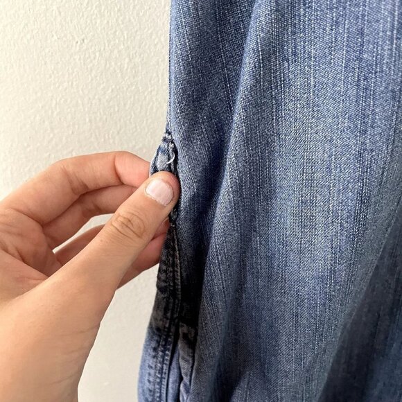 Fossil cotton short sleeved denim dress casual comfortable pockets collar summer - Picture 6 of 9